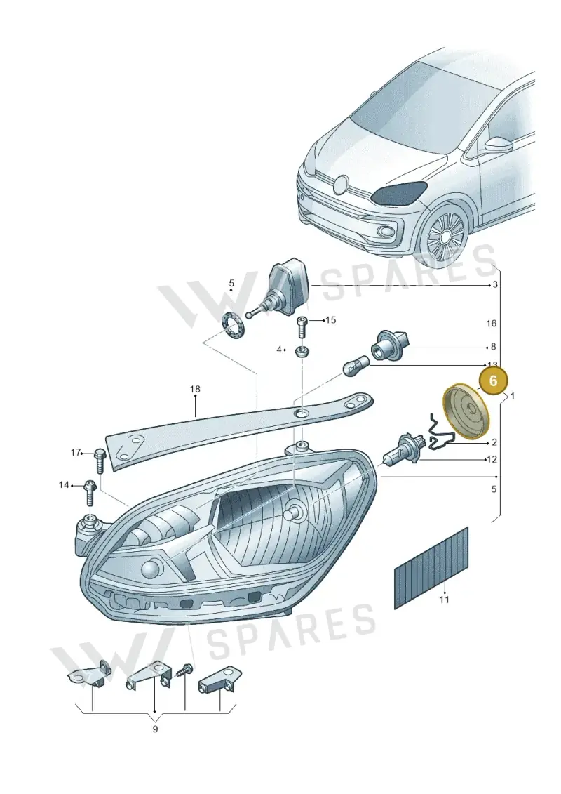 1S0941607 — Volkswagen Up! 1.0 BlueMotion (2016-2023) diagram 892941000, position 6