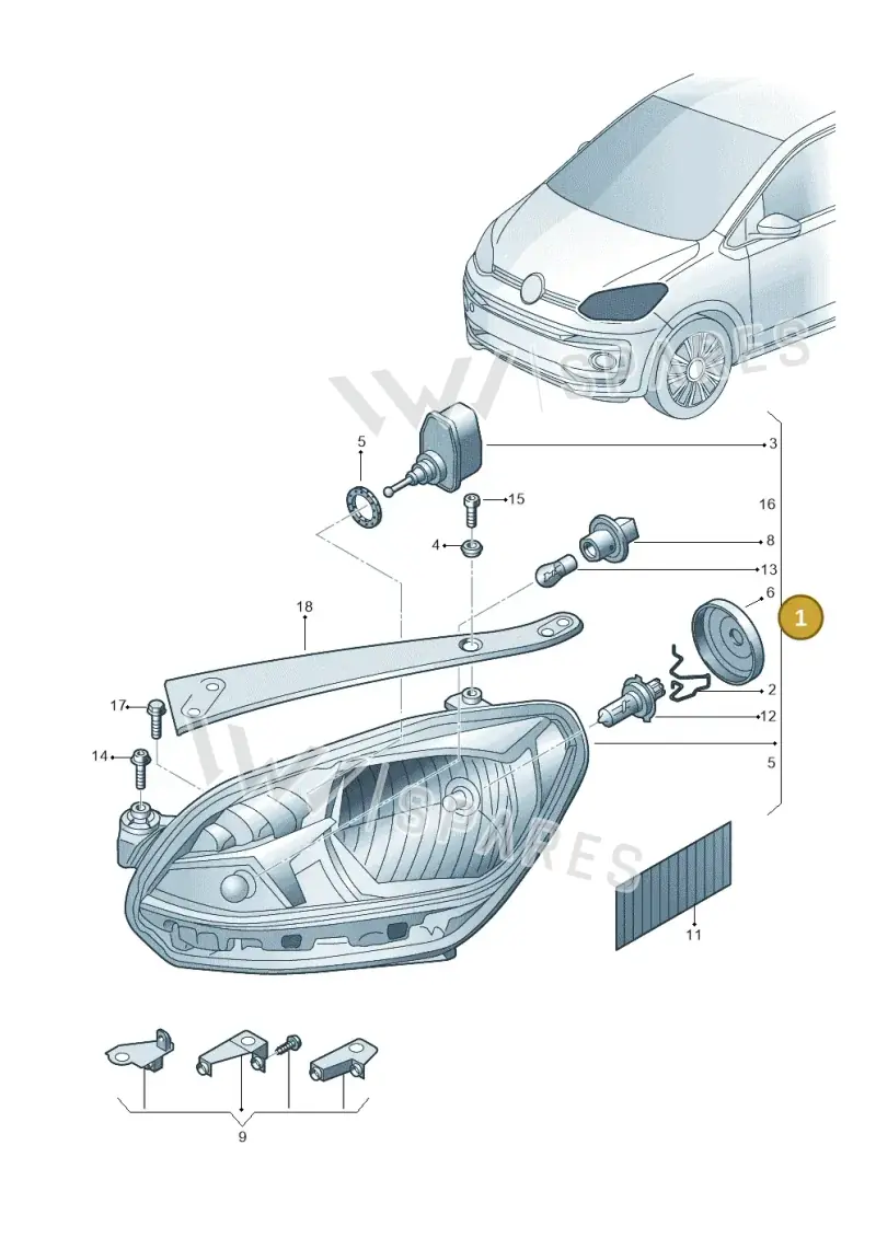 1S1941016AA — Volkswagen Up! 1.0 BlueMotion (2016-2023) diagram 892941000, position 1