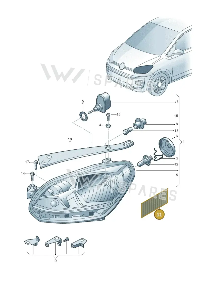 1S1998981A — Volkswagen Up! 1.0 BlueMotion (2016-2023) diagram 892941000, position 11