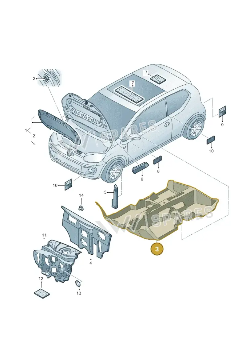 1S2863919C — Volkswagen Up! 1.0 BlueMotion (2016-2023) diagram 892863200, position 3