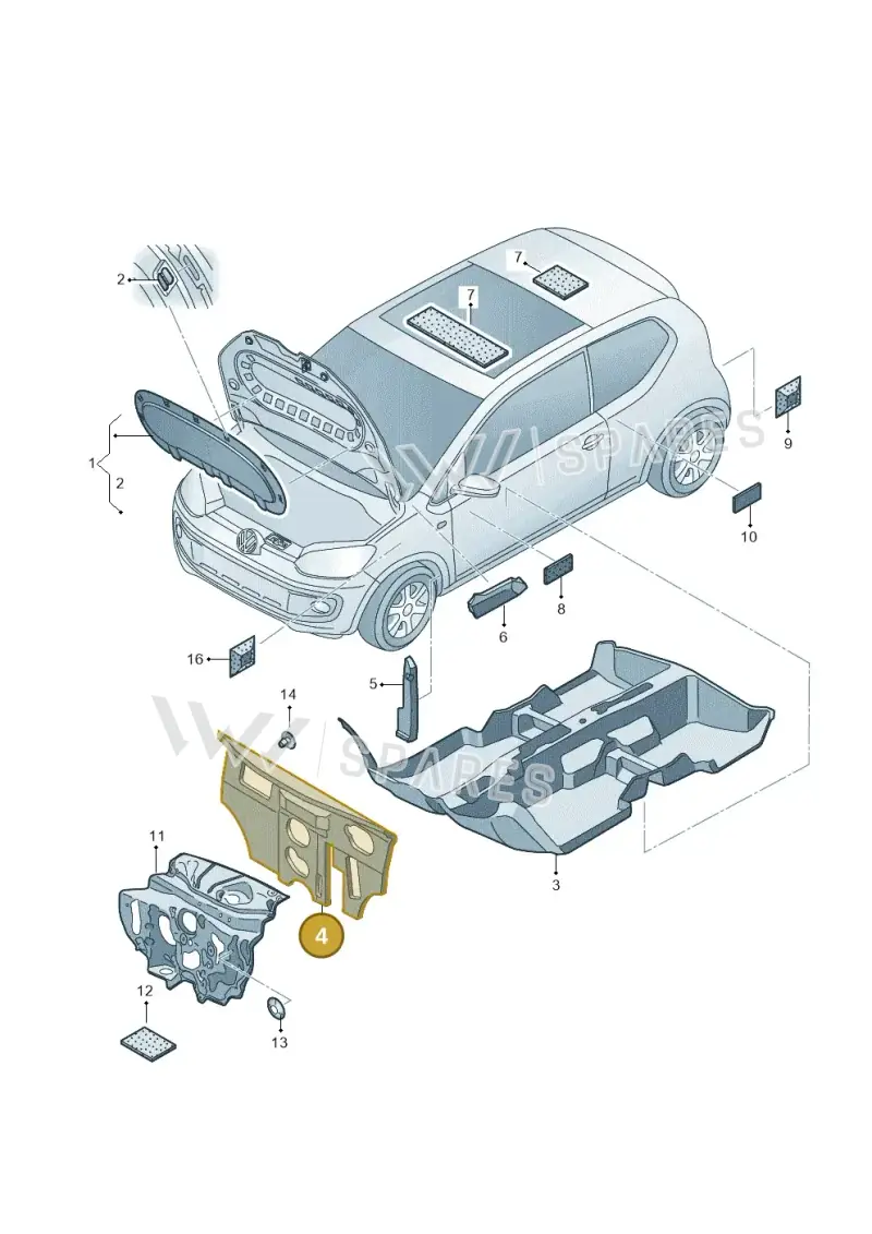 1S2863925F — Volkswagen Up! 1.0 BlueMotion (2016-2023) diagram 892863200, position 4