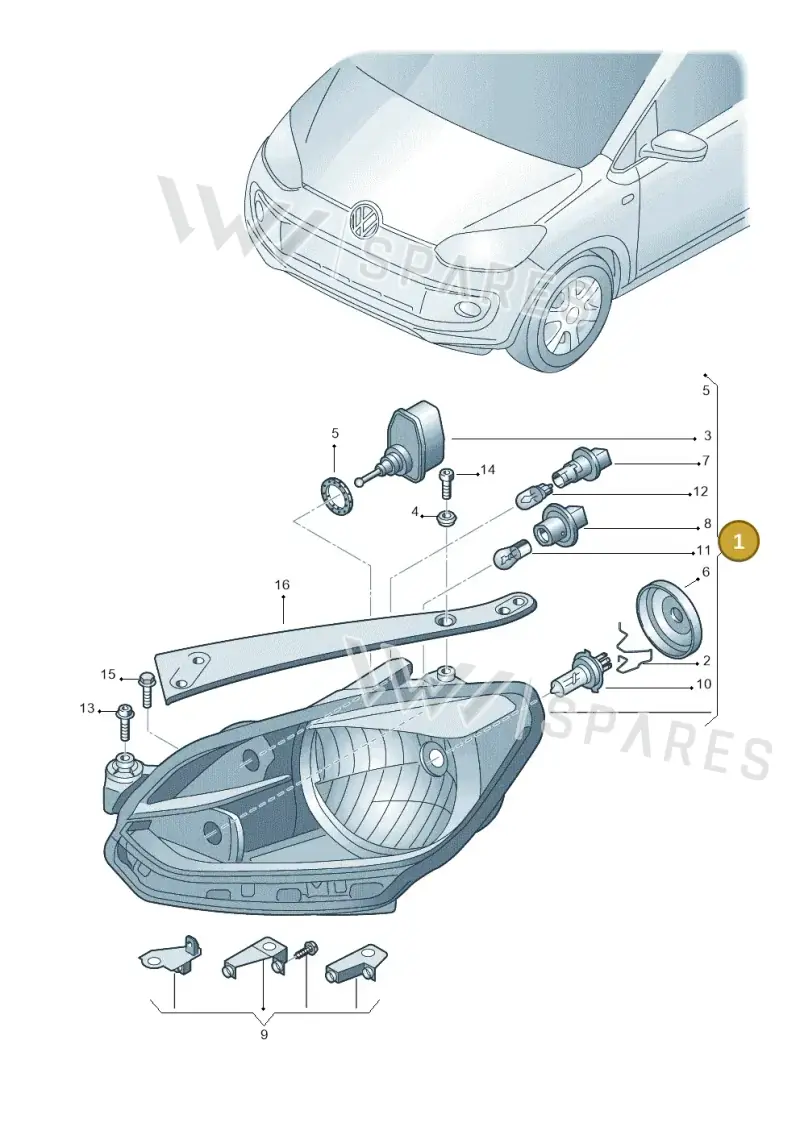 1S2941016M — Volkswagen Up! BlueMotion (2011-2016) diagram 723941000, position 1