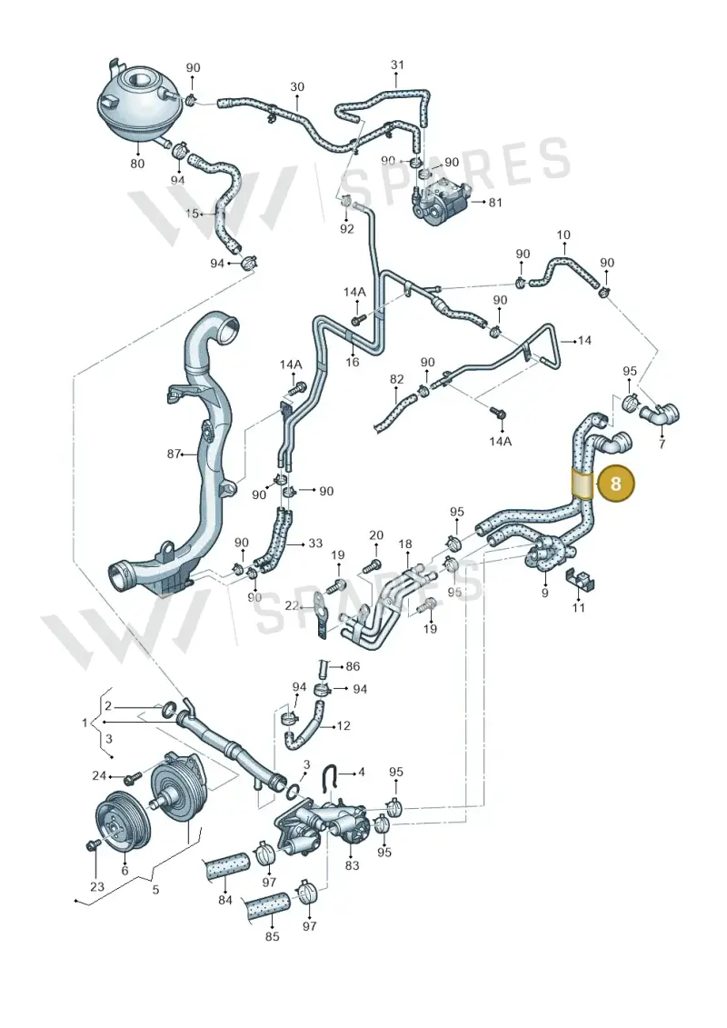 1T0121157T — Volkswagen Touran 2.0 (2010-2015) diagram 694121180, position 8