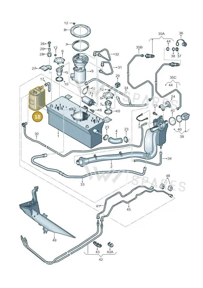 1T0201801 — Volkswagen Caddy Maxi Kombi (2010-2015) diagram 443201060, position 18