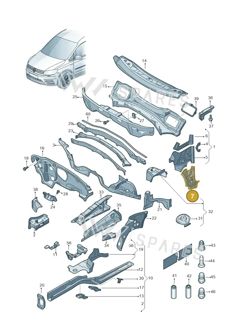 1T0802623C — Volkswagen Caddy kombi (2015-2020) diagram 866803000, position 7
