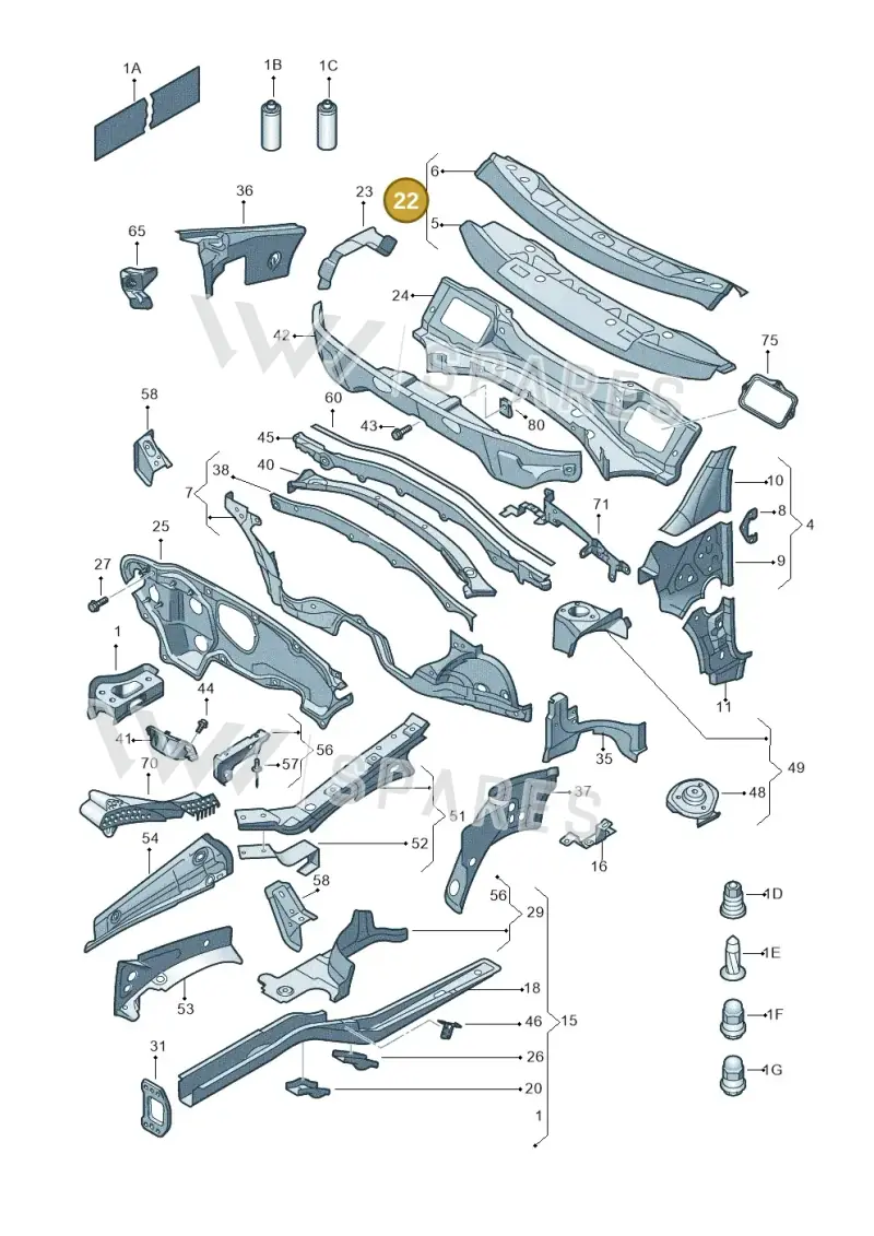1T0803141A — Volkswagen Touran 2.0 (2010-2015) diagram 652803000, position 22