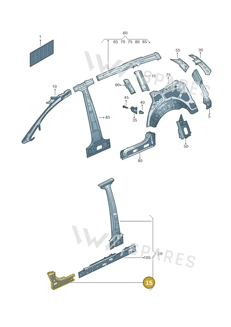1T0809203 — Volkswagen Touran 2.0 (2010-2015) diagram 694809000, position 15