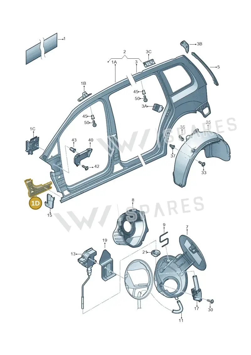 1T0809204 — Volkswagen Touran 2.0 (2010-2015) diagram 694809200, position 1D