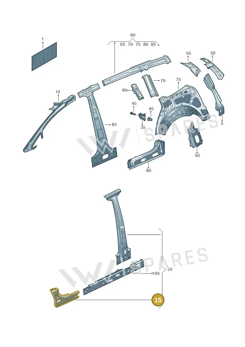 1T0809204 — Volkswagen Touran 2.0 (2010-2015) diagram 694809000, position 15