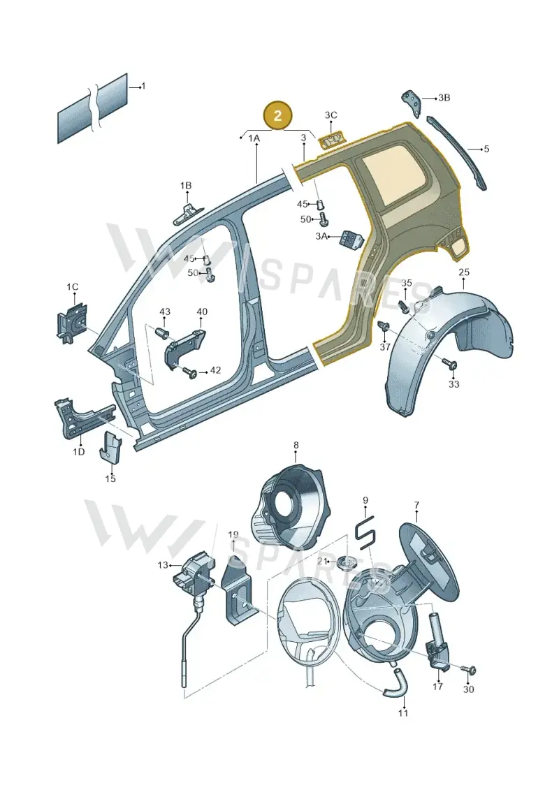 1T0809605H — Volkswagen Touran 2.0 (2010-2015) diagram 694809200, position 2