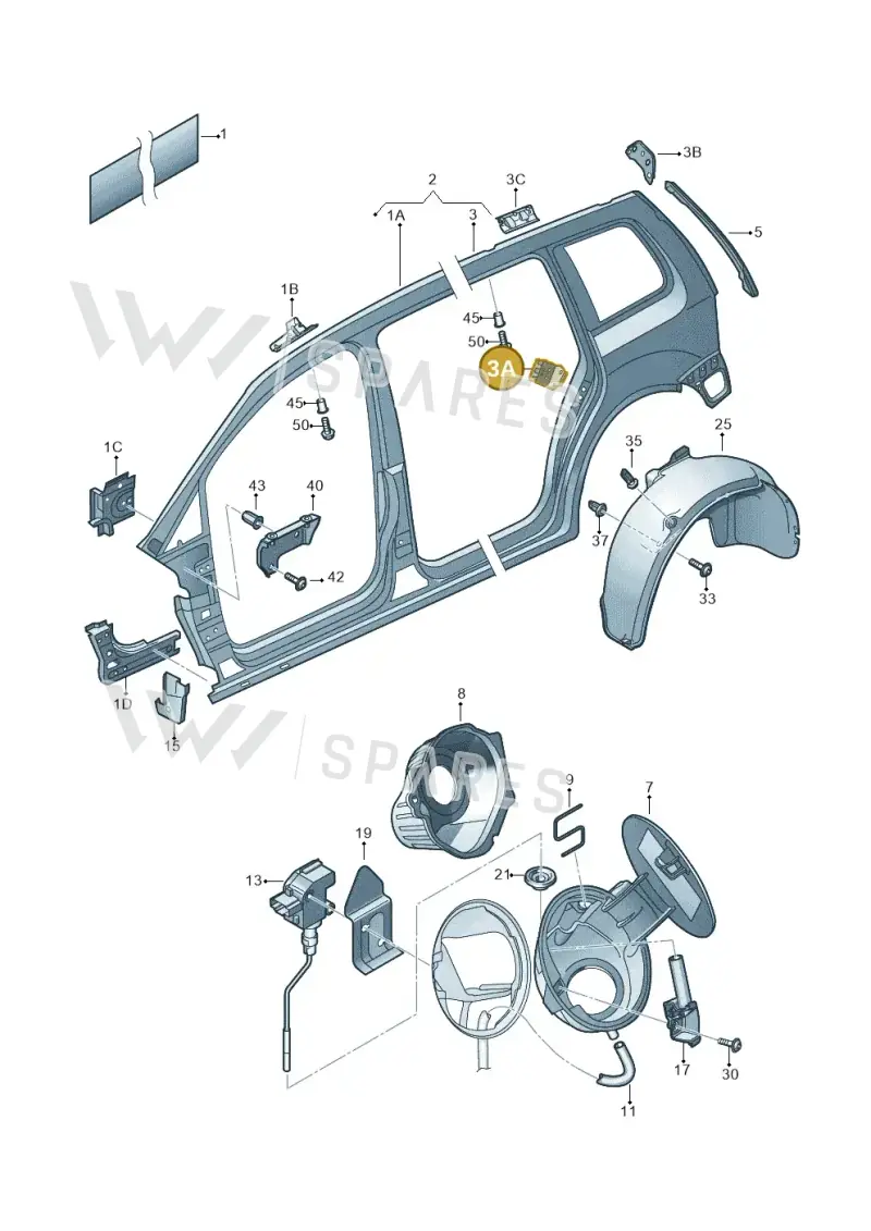 1T0809611 — Volkswagen Touran 2.0 (2010-2015) diagram 694809200, position 3A