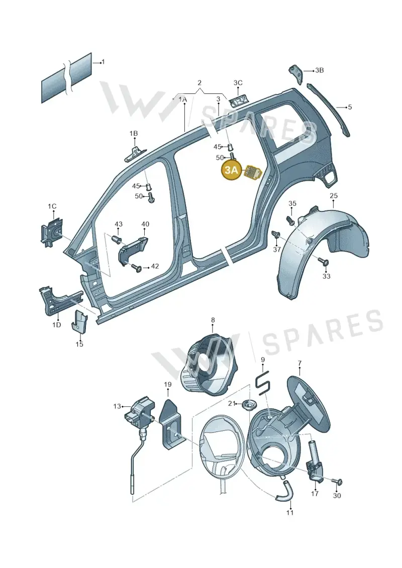 1T0809612 — Volkswagen Touran 2.0 (2010-2015) diagram 694809200, position 3A