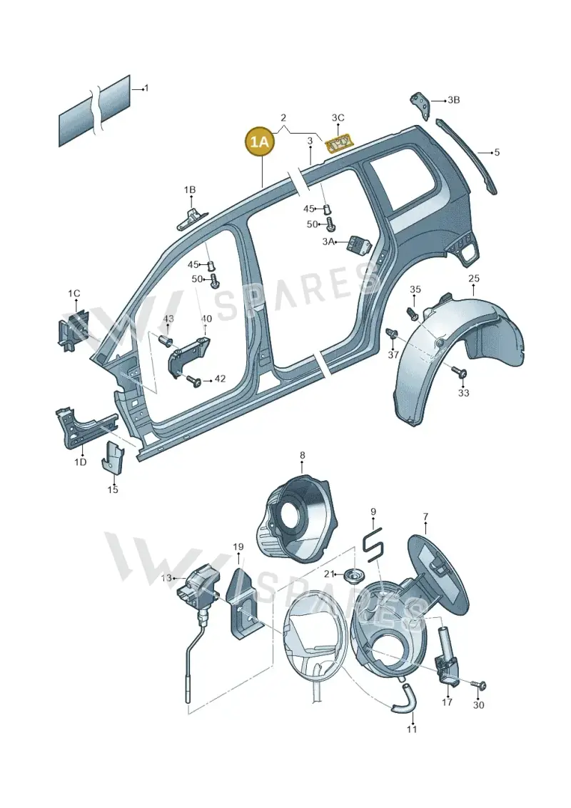 1T0809836C — Volkswagen Touran 2.0 (2010-2015) diagram 694809200, position 1A