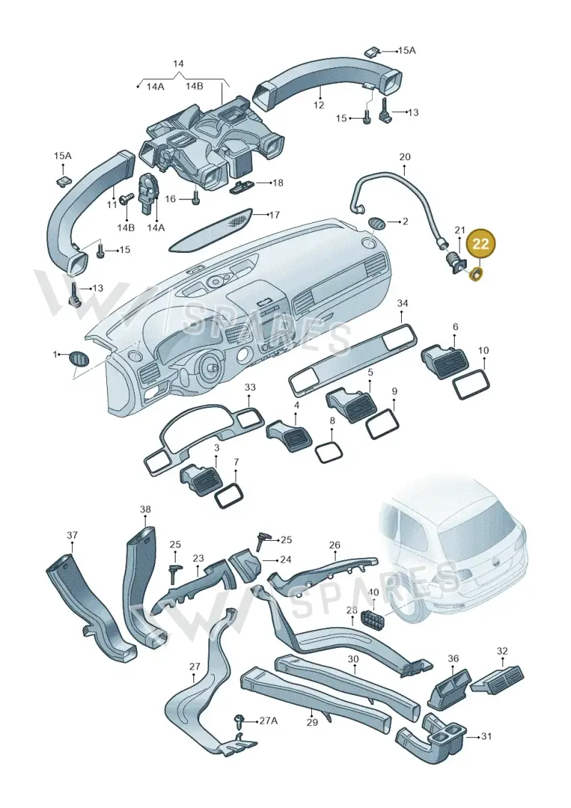 1T0816355 — Volkswagen Touareg BlueMotion (2014-2018) diagram 693820130, position 22