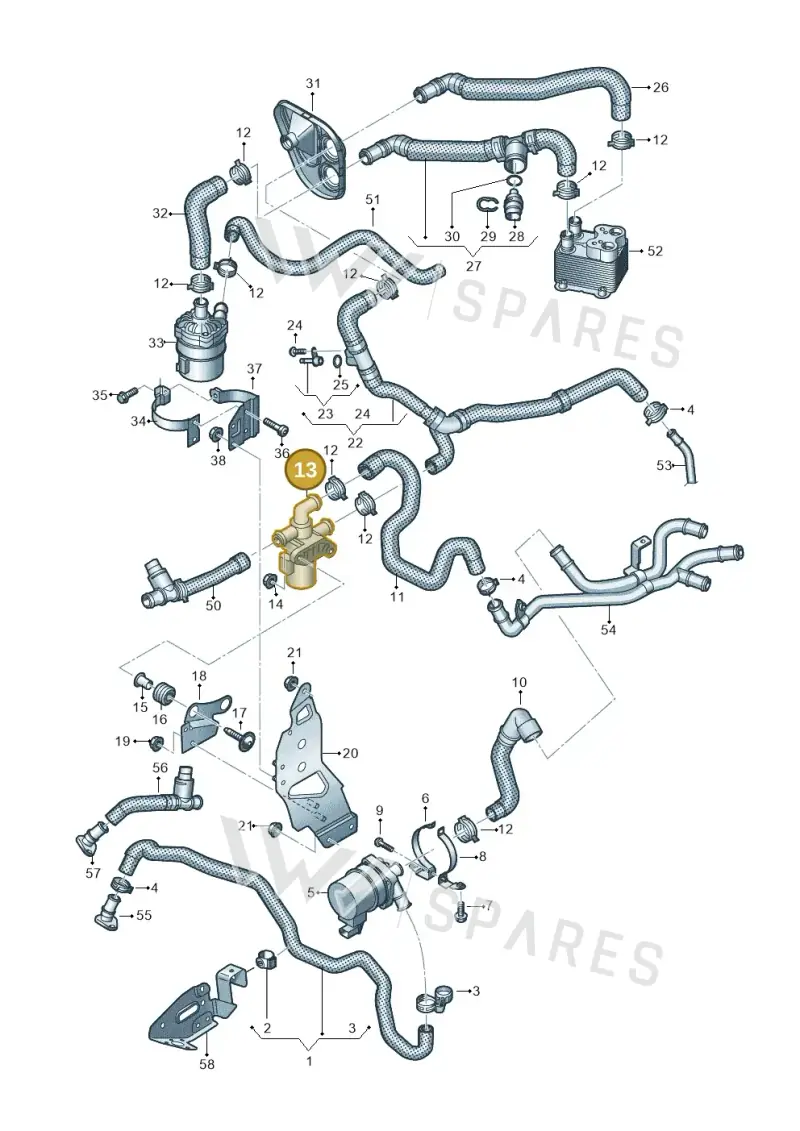 1T0820036D — Volkswagen Touareg (2017-2023) diagram 439121230, position 13
