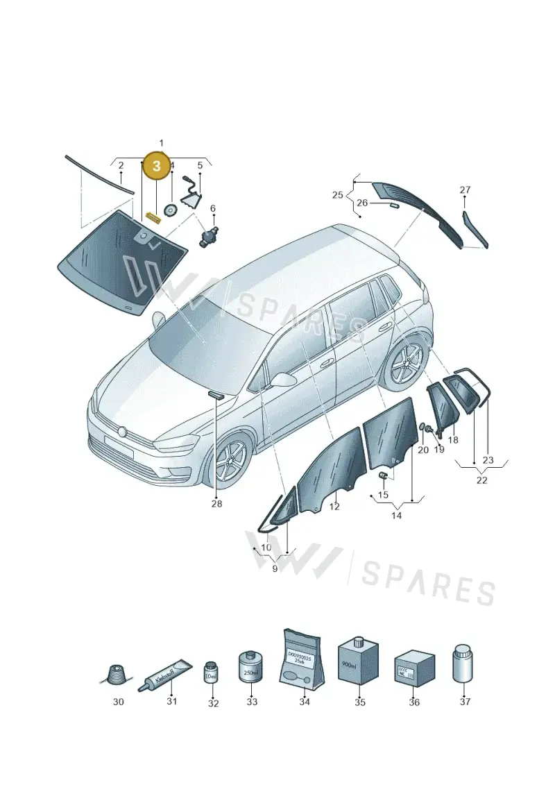1T0845237 — Volkswagen Golf Sportsvan (2014-2020) diagram 780845000, position 3+26