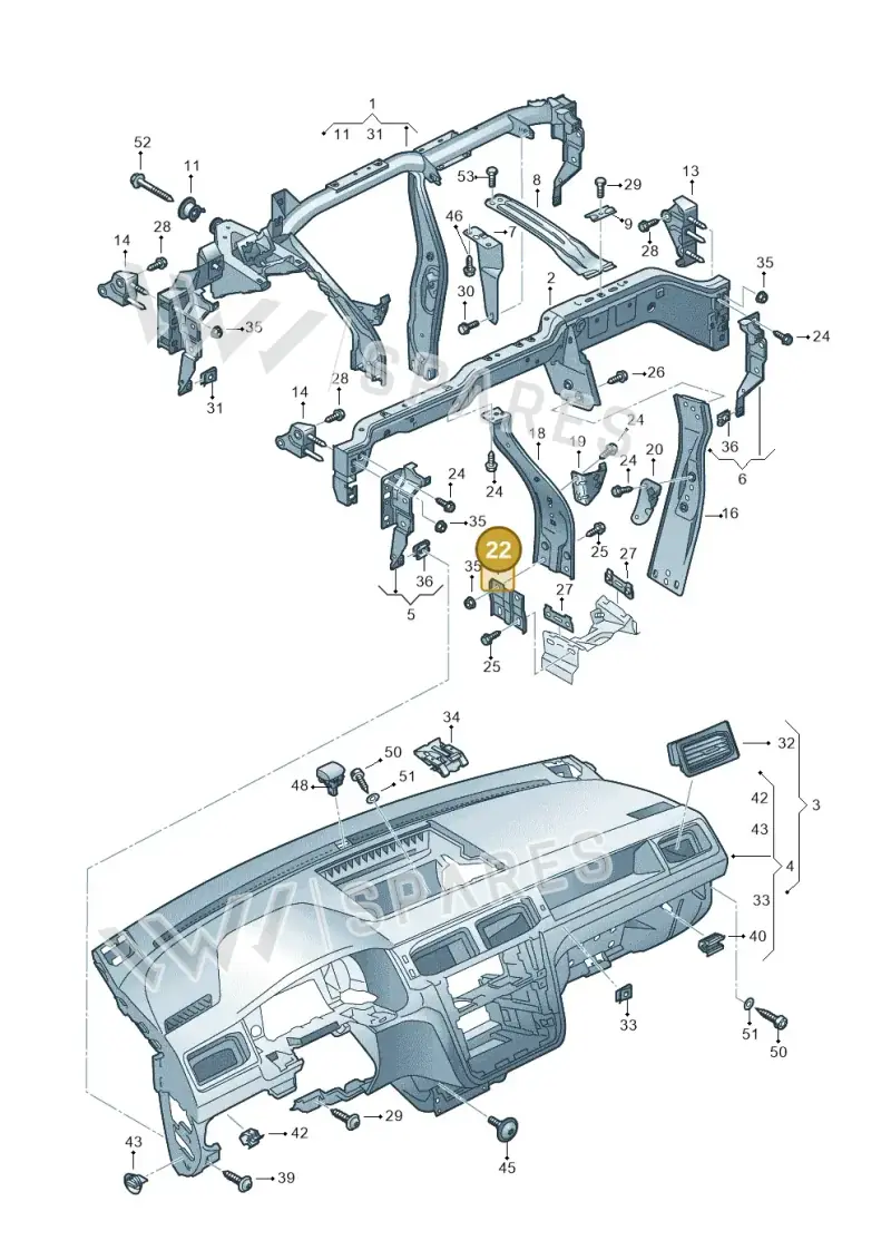 1T0858787 — Volkswagen Caddy kombi (2015-2020) diagram 866857000, position 22
