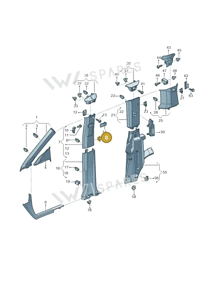 1T0867283A — Volkswagen Caddy Maxi Kombi (2020-2024) diagram 2ka867065, position 8