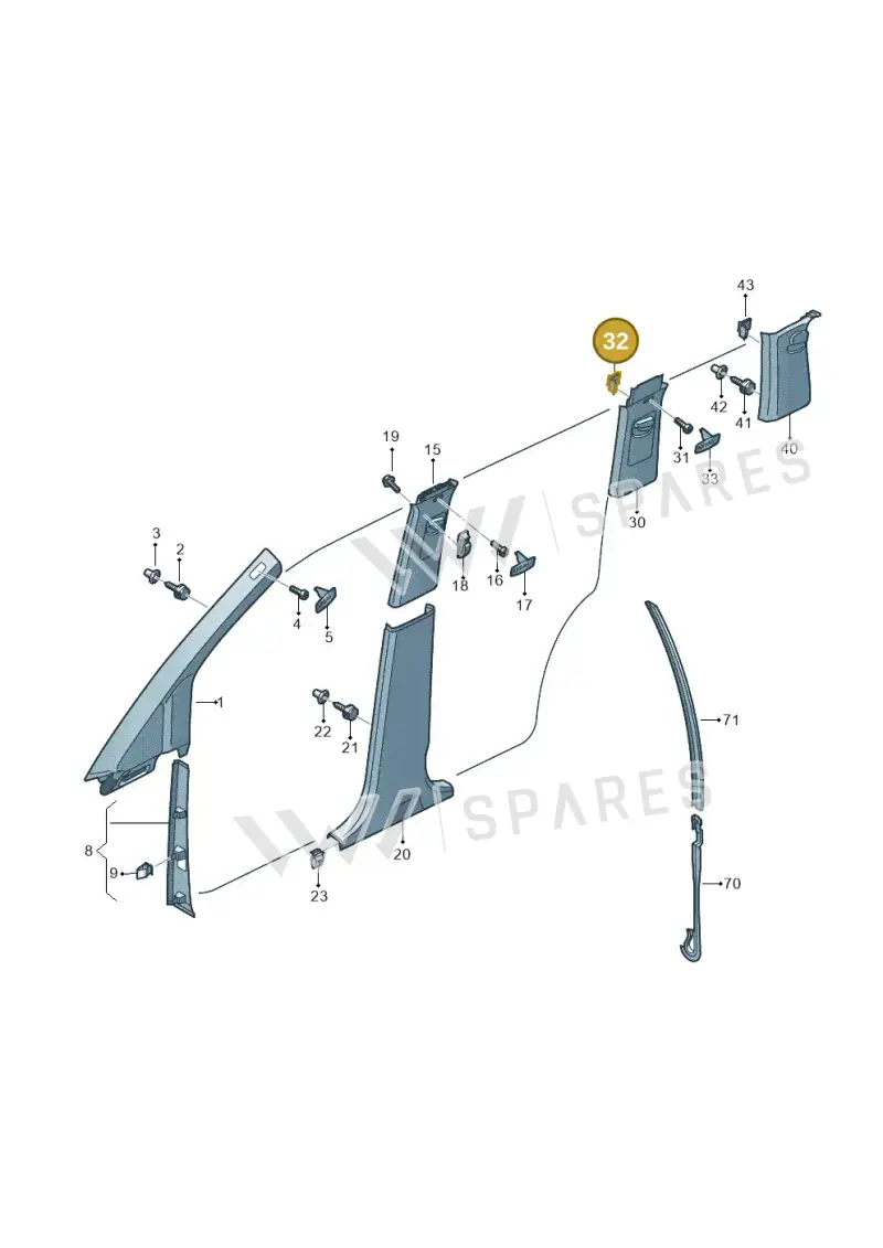 1T0867283A — Volkswagen Touran 2.0 (2010-2015) diagram 409867650, position 32