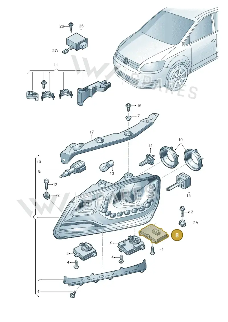 1T0941329A — Volkswagen Sharan BlueMotion (2015-2022) diagram 689941200, position 8