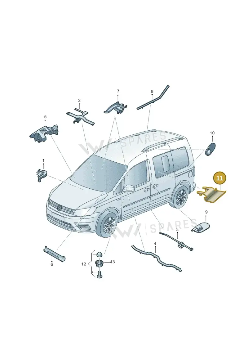 1T0971615AE — Volkswagen Caddy kombi (2015-2020) diagram 866971850, position 11