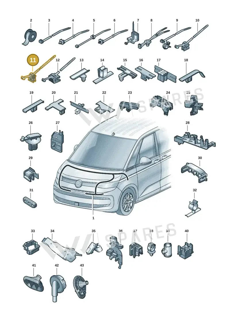 1T0971838 — Volkswagen Multivan (2021-2025) diagram 7t0971801, position 11