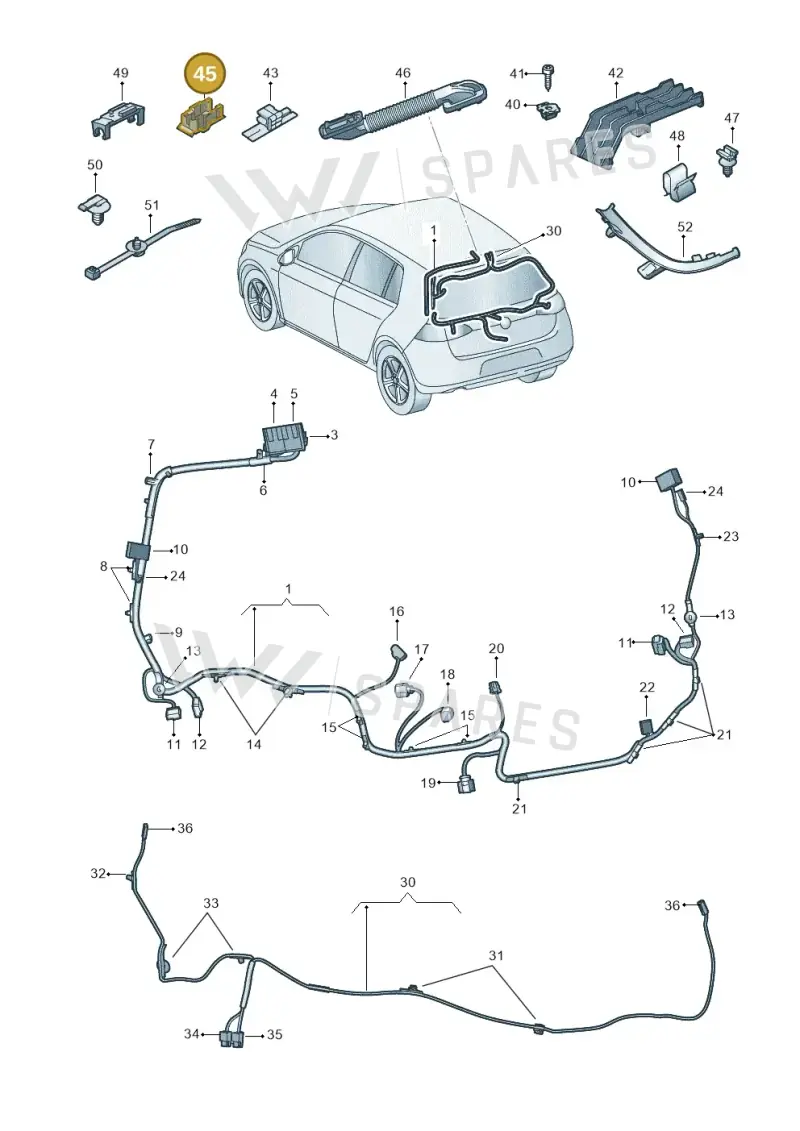 1T0971843A — Volkswagen Golf (2016-2020) diagram 827972860, position 45