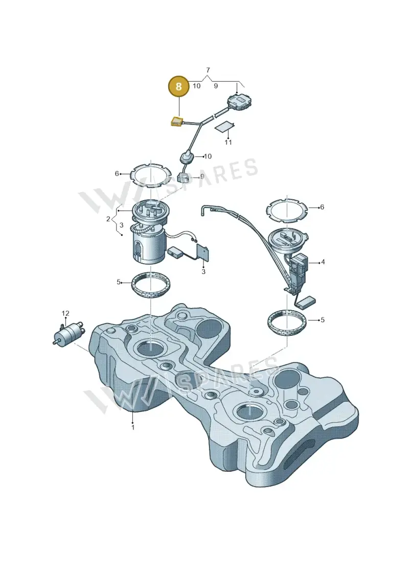 1T0972711A — Audi RS3 Sportback (2011-2012) diagram 720919350, position 8