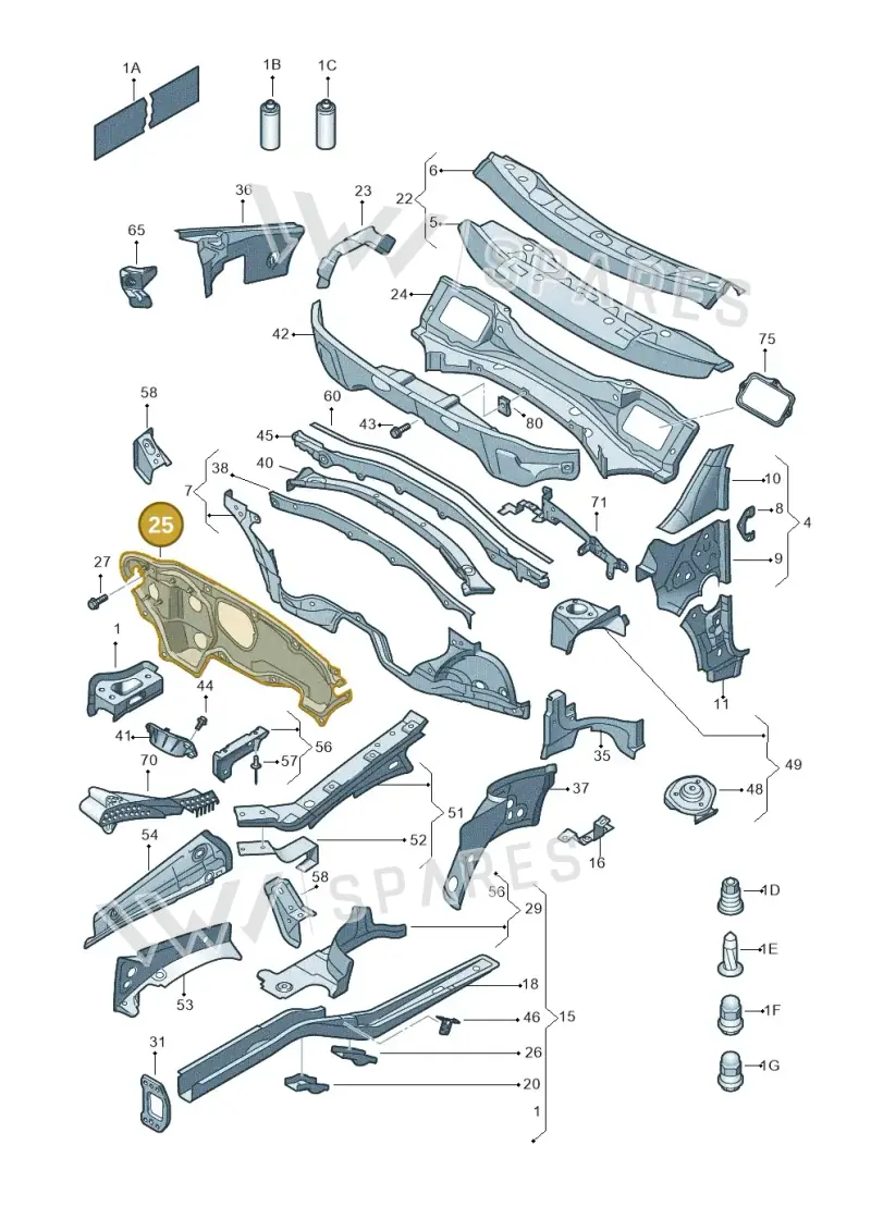 1T1804011G — Volkswagen Caddy Maxi Kombi (2010-2015) diagram 652803000, position 25