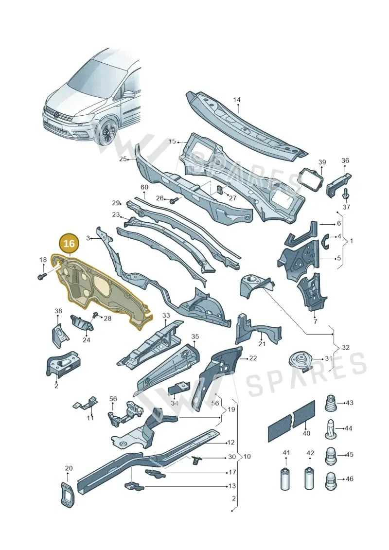 1T2804011J — Volkswagen Caddy kombi (2015-2020) diagram 866803000, position 16