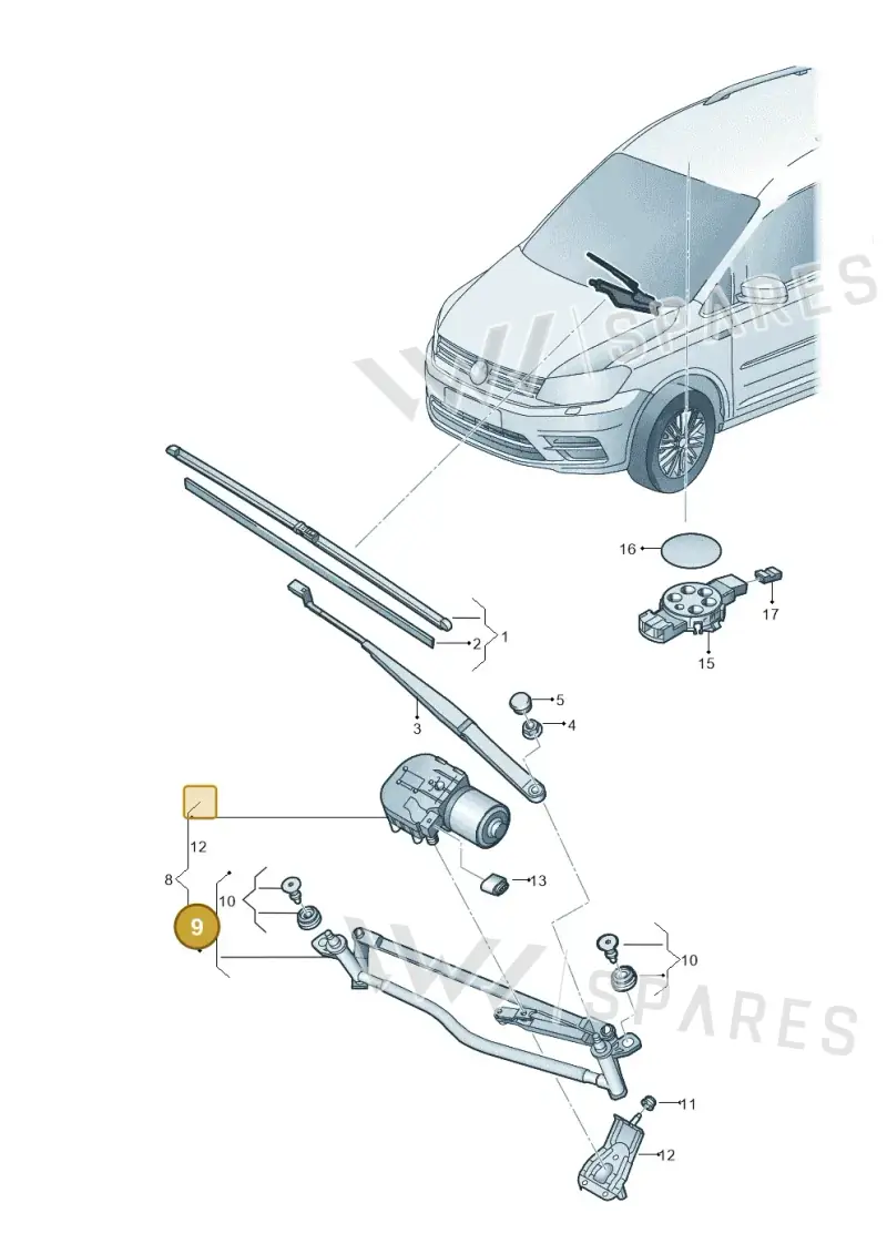 1T2955601A — Volkswagen Caddy (2015-2020) diagram 866955000, position 9