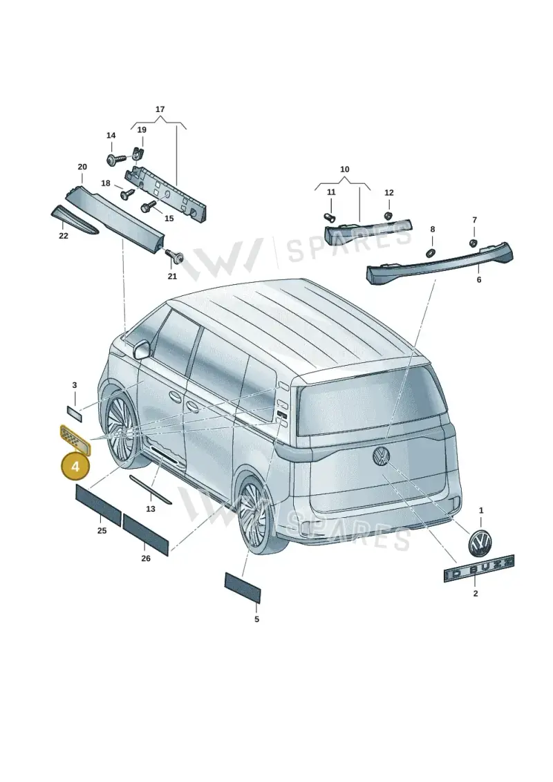 1T3853219BAWA — Volkswagen ID.Buzz (2022-) diagram 15a853350, position 4