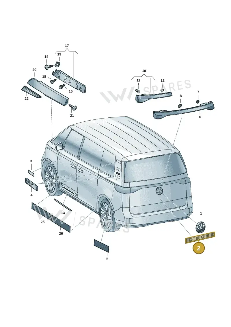 1T3853687AC9A — Volkswagen ID.Buzz (2022-) diagram 15a853350, position 2