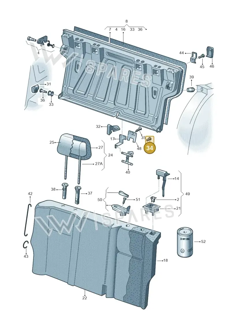 1U0863142 — Volkswagen GOLF/VAR./4MOT. A4     02 (2001-2002) diagram 203885600, position 34