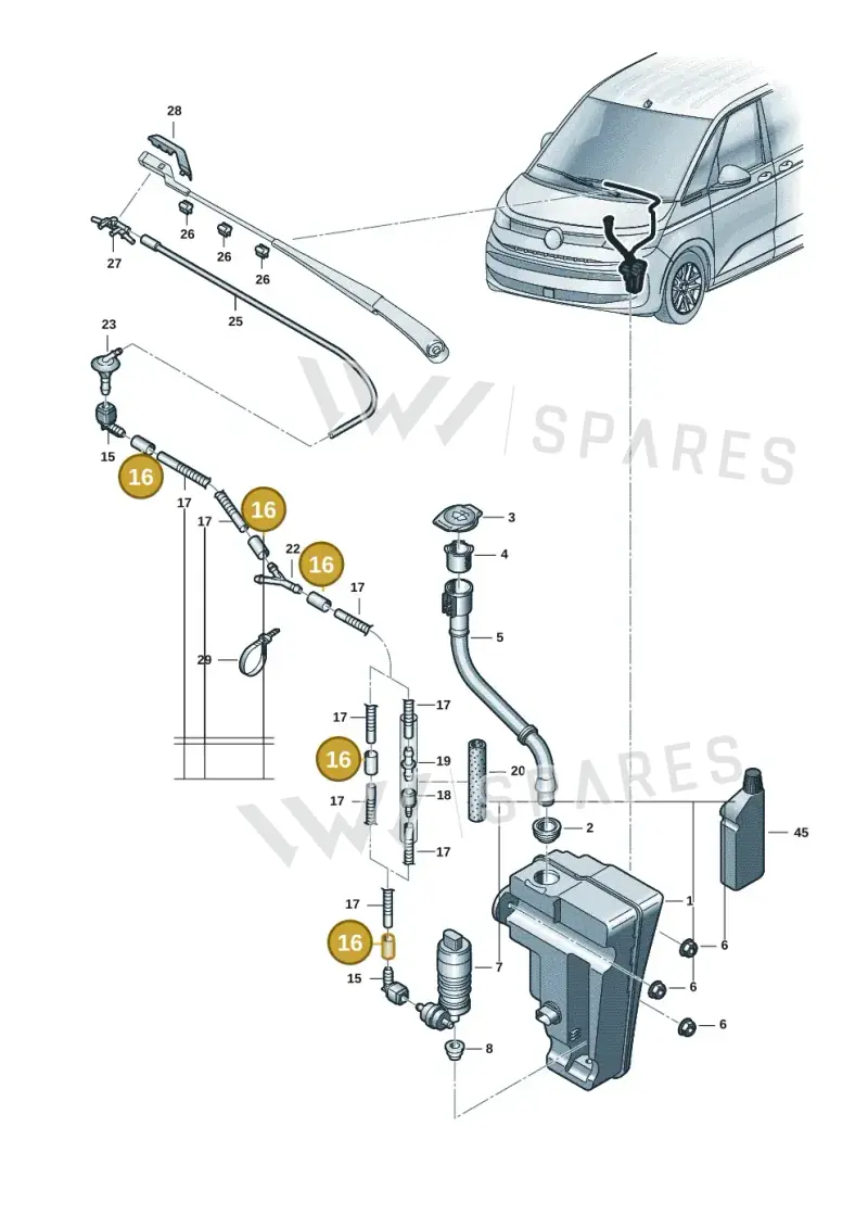 2D0955962 — Volkswagen Multivan (2021-) diagram 7t0955100, position 16