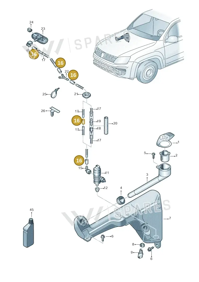 2D0955962 — Volkswagen Amarok twin cab (2022-) diagram 894955100, position 16