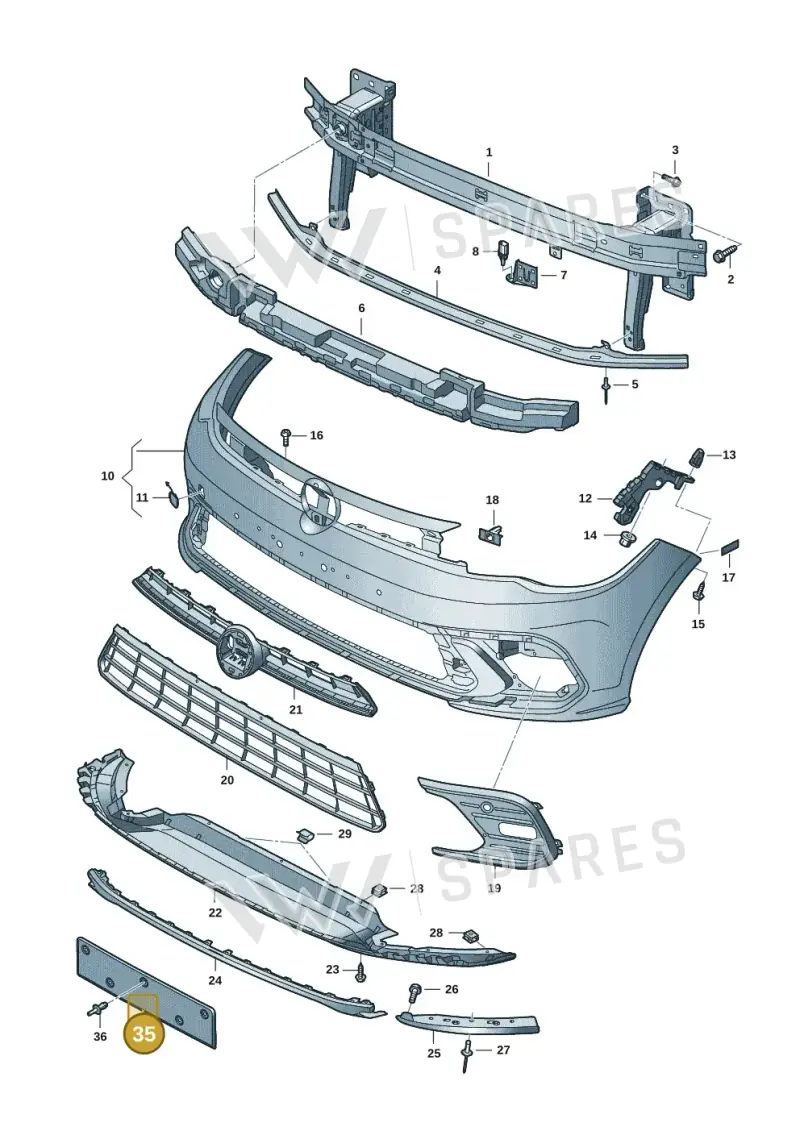 2G0807287D9B9 — Volkswagen Polo 1.0 BlueMotion (2017-2024) diagram 837807001, position 35