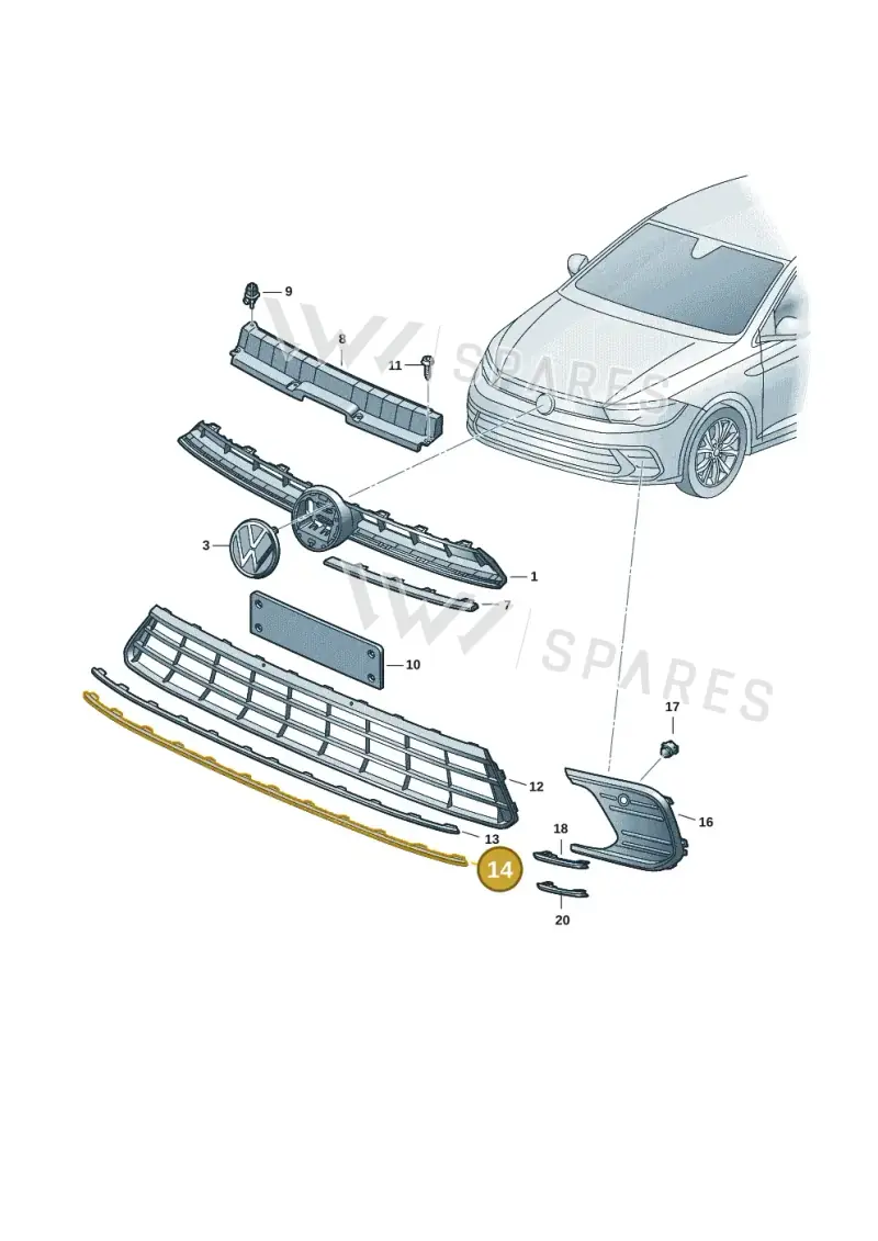 2G0853101E2ZZ — Volkswagen Polo 1.0 BlueMotion (2017-2024) diagram 837853002, position 14