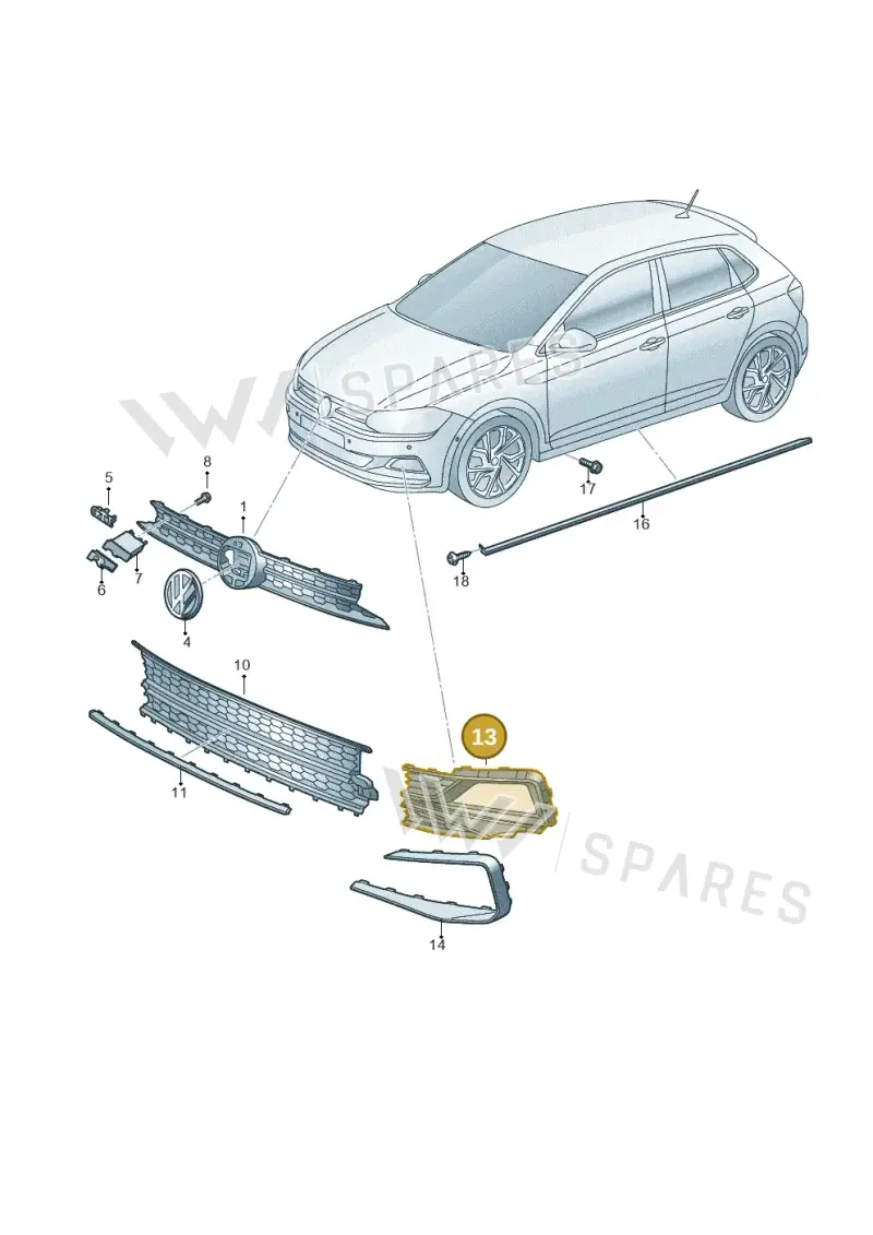 2G0853665C9B9 — Volkswagen Polo 1.0 BlueMotion (2017-2024) diagram 837853050, position 13
