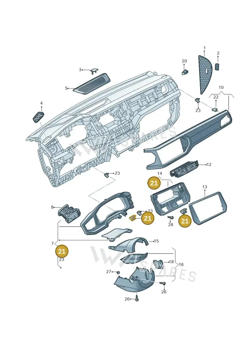 2G0867388 — Volkswagen T-Cross 1,0 (2018-2024) diagram 587857010, position 21
