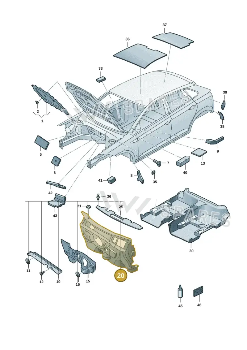 2G1863934B — Volkswagen Taigo (2021-2024) diagram 2f0863200, position 20