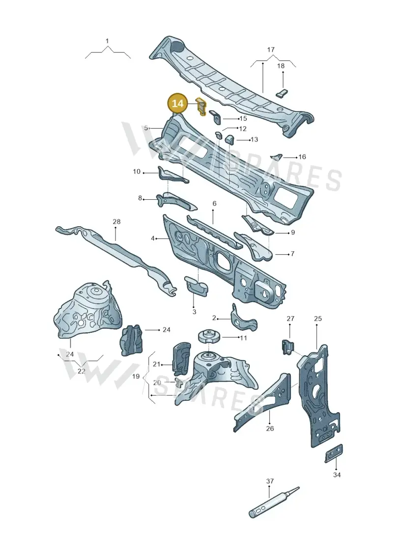 2G1951217 — Volkswagen T-Cross 1,0 (2019-) diagram 581805500, position 14