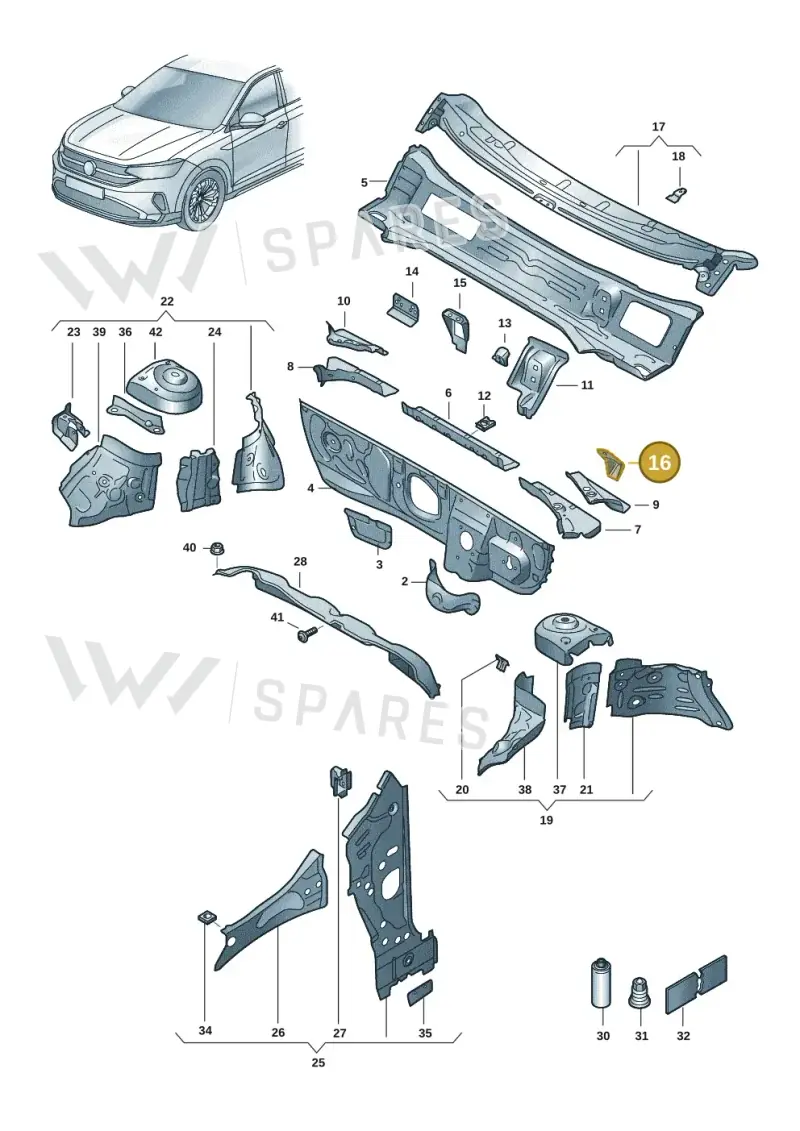 2G2805889 — Volkswagen Taigo (2021-2024) diagram 2f0805200, position 16