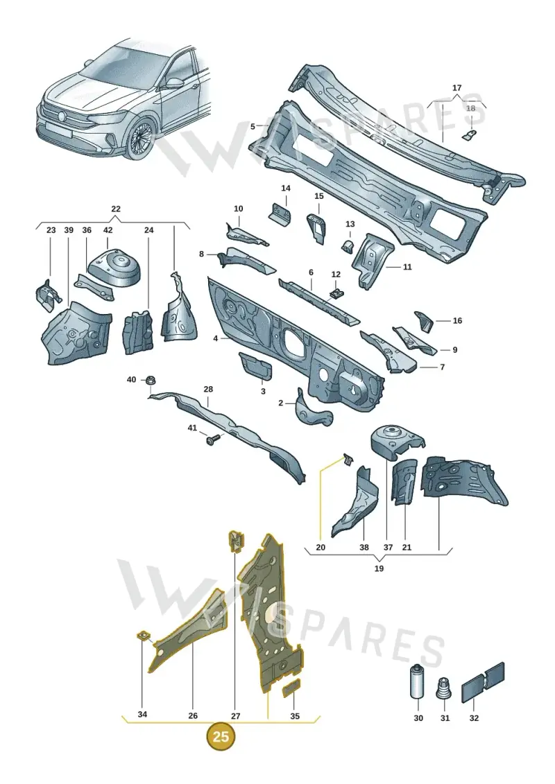 2G7802123 — Volkswagen Taigo (2021-2024) diagram 2f0805200, position 25
