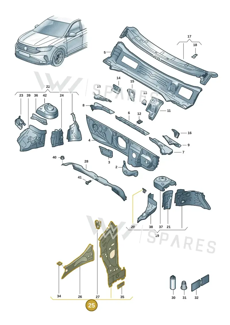 2G7802124 — Volkswagen Taigo (2021-2024) diagram 2f0805200, position 25
