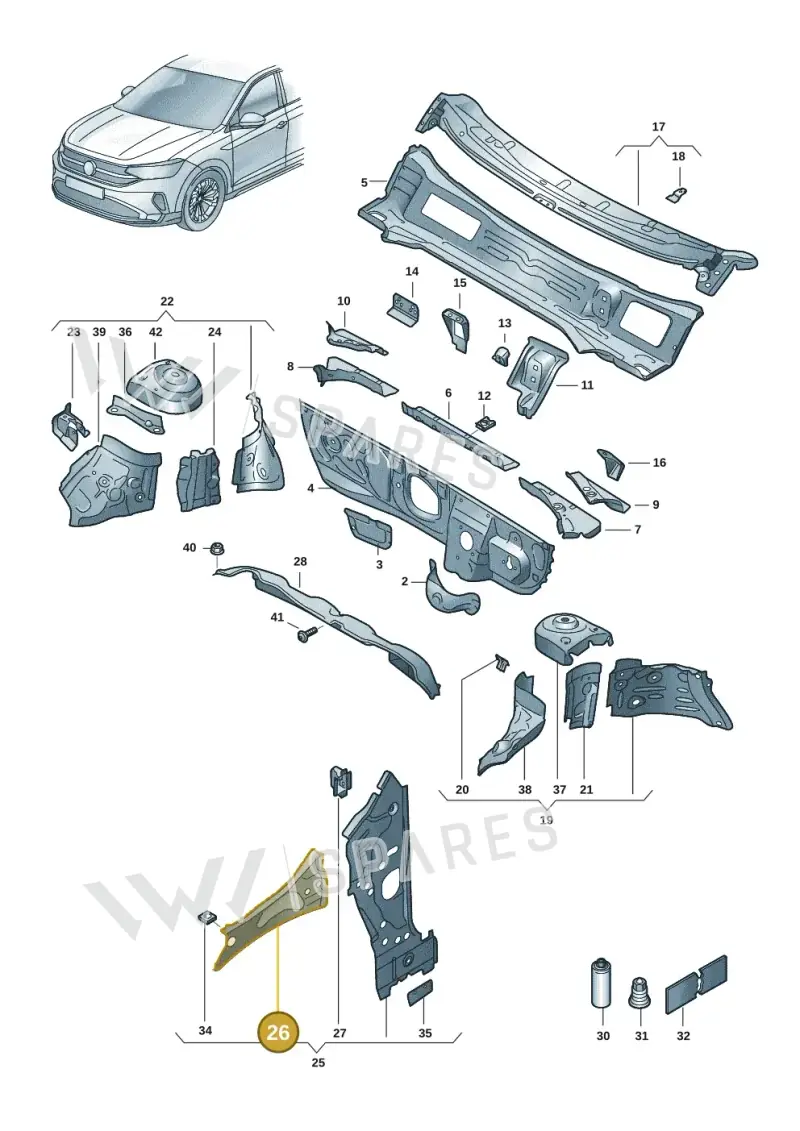 2G7809147 — Volkswagen Taigo (2021-2024) diagram 2f0805200, position 26
