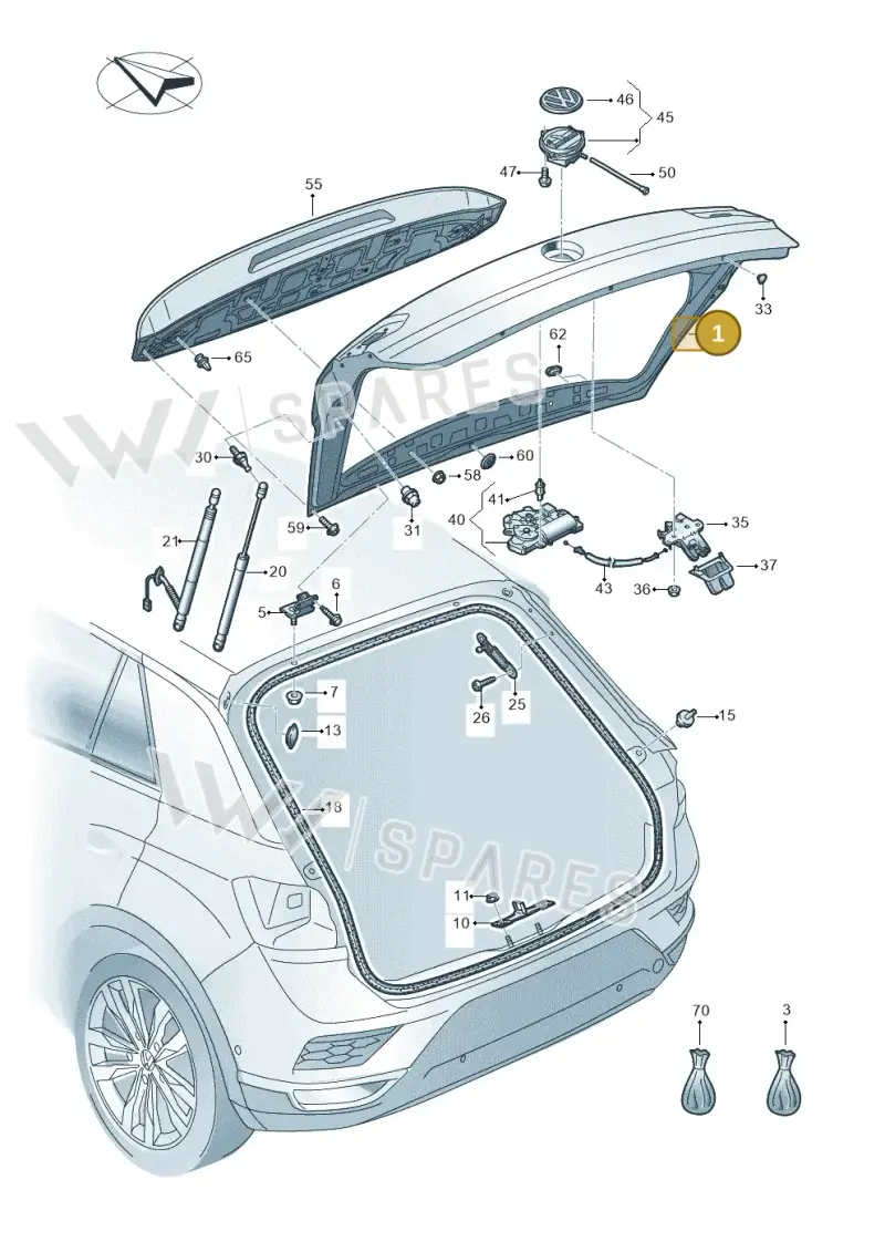 2GA827025B — Volkswagen T-Roc (2017-2025) diagram 813827000, position 1