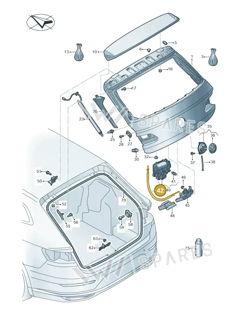 2GA827535A — Volkswagen Arteon (2017-2023) diagram 828827100, position 42