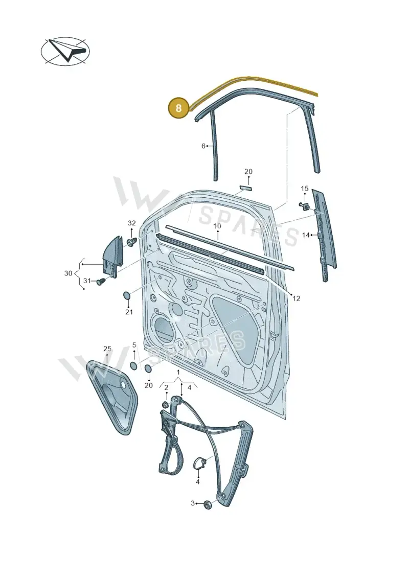 2GA837643DXK1 — Volkswagen T-Roc (2017-2025) diagram 813837060, position 8