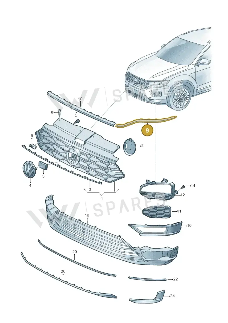 2GA853711B041 — Volkswagen T-Roc convertible 1.5 (2019-2024) diagram 813853000, position 9